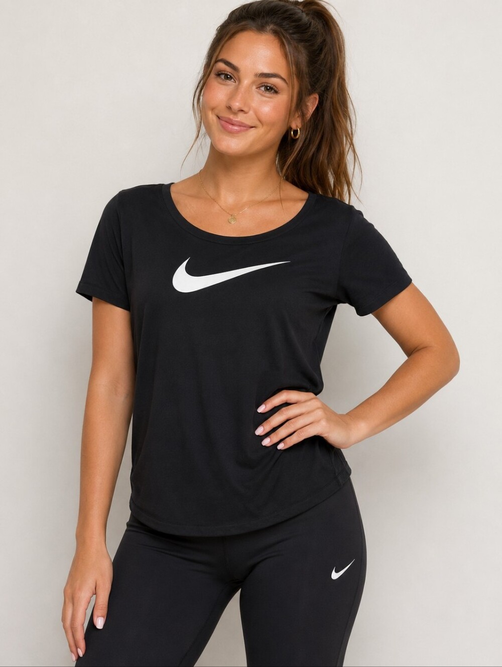 Nike Black Short Sleeve Tee with White Swoosh
